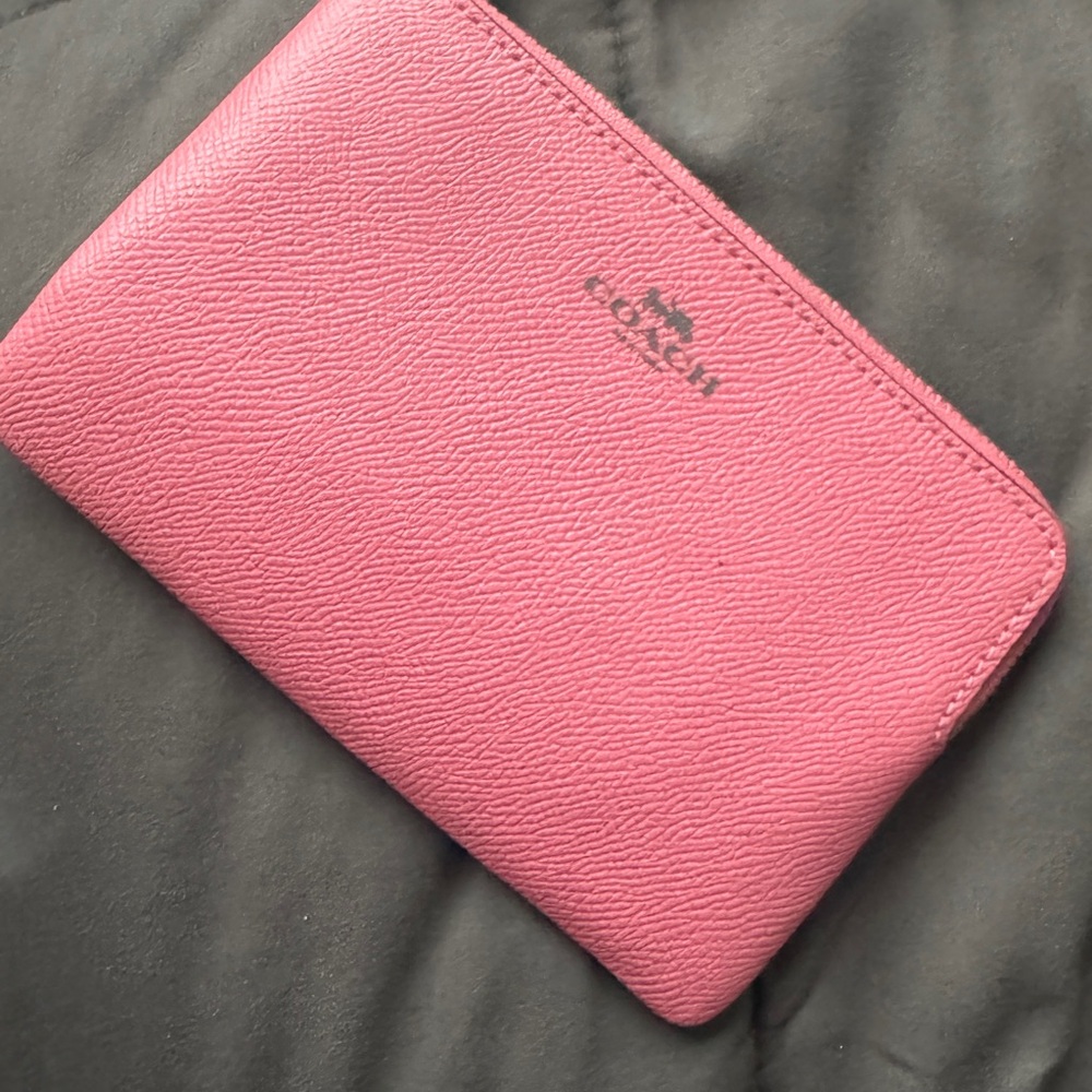 Coach Pink Textured Leather Pouch